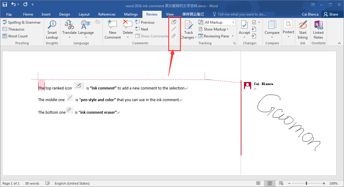 Click 'Ink comment' then you can use GAOMON graphic tablet to write or draw in the comment area of document