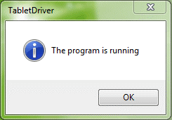 A prompt box of GAOMON tablet driver says 'The program is running'