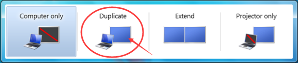 select duplicate mode on the computer monitor