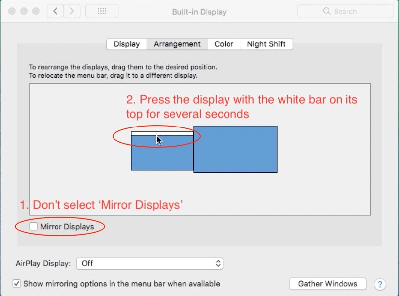 move the mouse pointer to press the blue box with the white bar on its top--to select current display in GAOMON driver